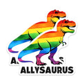 (2 Pack) Allysaurus Stickers - Rainbow Dinosaur Decal - LGBTQ Pride Sticker - 5" On Longest Side - Sticks to Smooth Flat Surfaces - Made in USA - BMCS9664