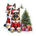 (2 Pack) German Shepherd Santa Dog Magnets - Cute Christmas Pet Decor - Holiday Animal Lover Fridge Accessory - 5 Inches On Longest Side - Thick Durable Magnet - Made in USA - MAG30657