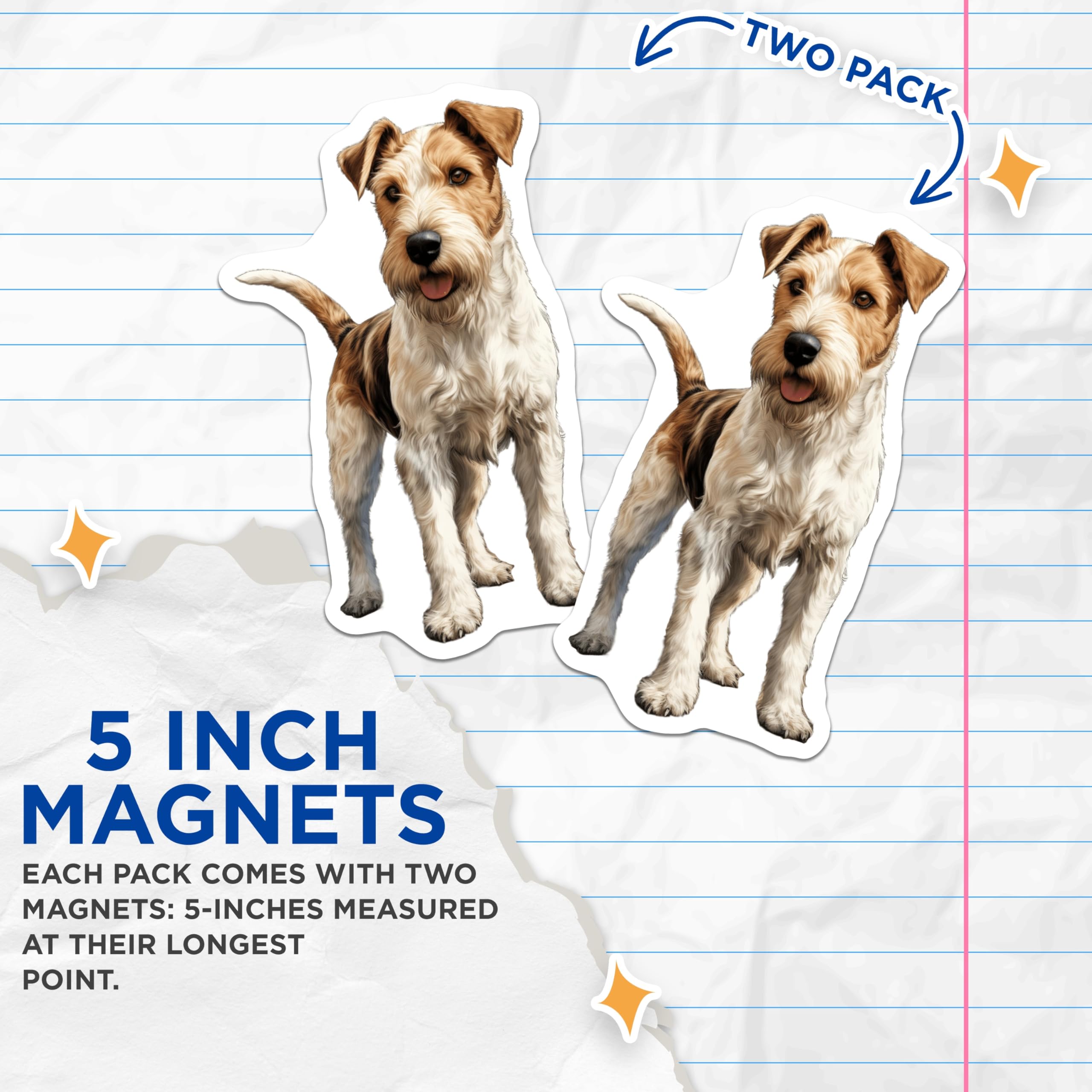 (2 Pack) Wire Fox Terrier Magnets - Dog Breed Decor - Pet Lover Accessory - 5 Inches On Longest Side - Thick Durable Magnet - Made in USA - MAG24403