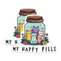 (2 Pack) Cute Cat Jar Magnets - Fun Happy Pills - Whimsical Animal Decor - Refrigerator for Kids Cat Lovers - 5" On Longest Side - for Cars, Fridges, Toolboxes - Made in USA - MAG6746