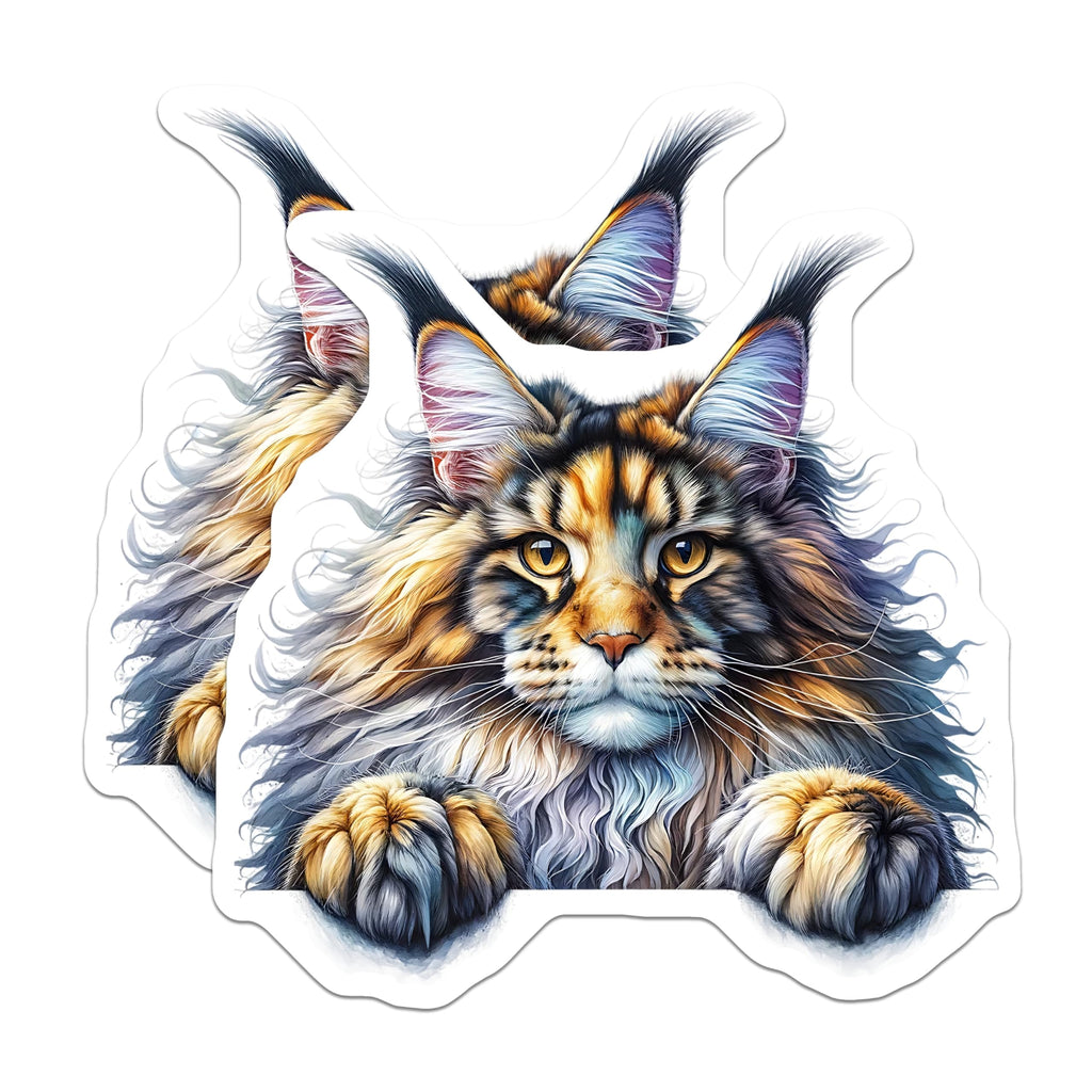 (2 Pack) Maine Coon Cat Magnets - Cute Pet Decor - Refrigerator Locker Accessories - 5" On Longest Side - Premium Magnet - for Cars, Refrigerators, Toolboxes, Lockers - Made in USA - MAG15408