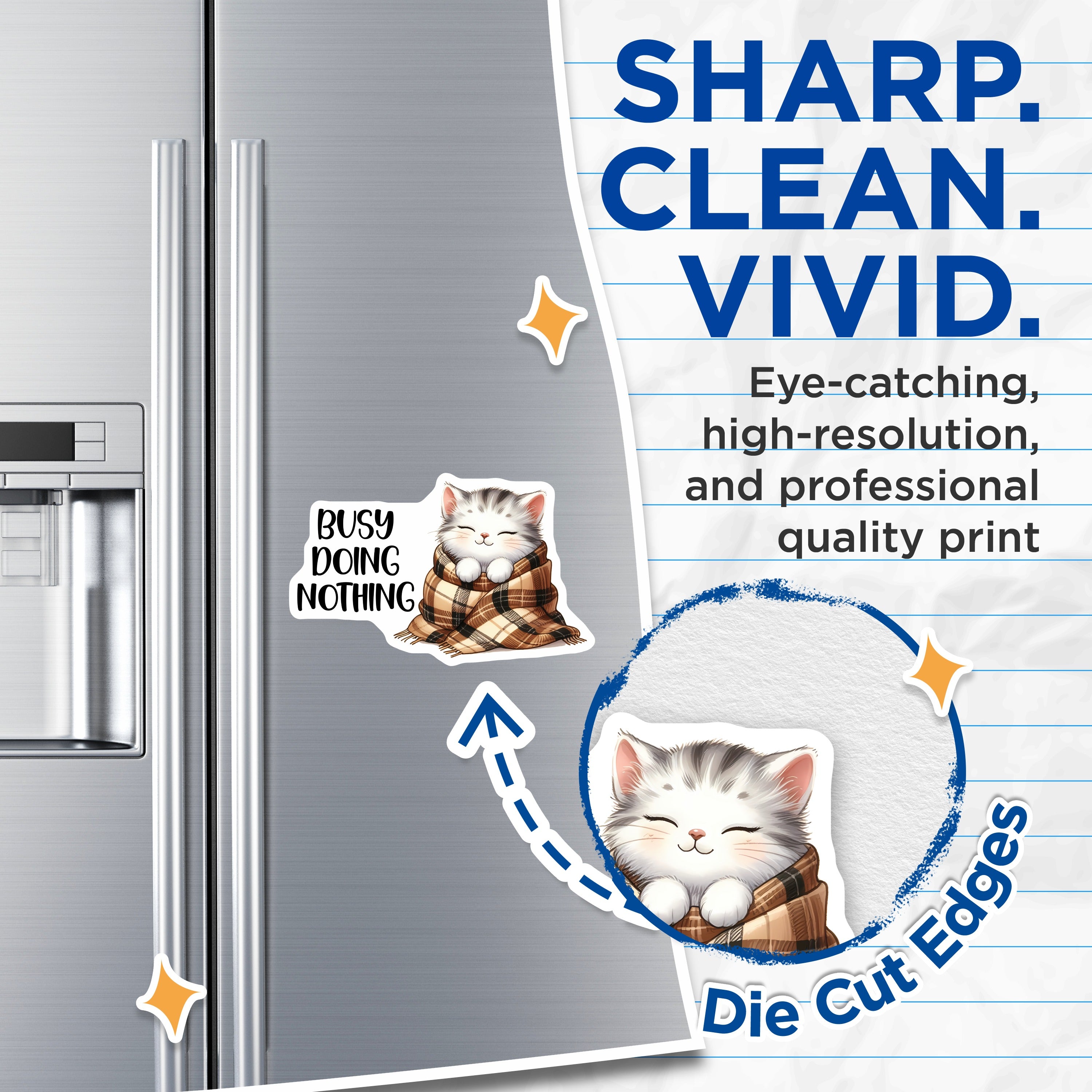 (2 Pack) Busy Doing Nothing Magnets - Cute Kitten - Cozy Introvert - Cat Lover Fridge Decor - Homebody Humor Accent - 5 Inches On Longest Side - Thick Durable Magnet - Made in USA - MAG38601