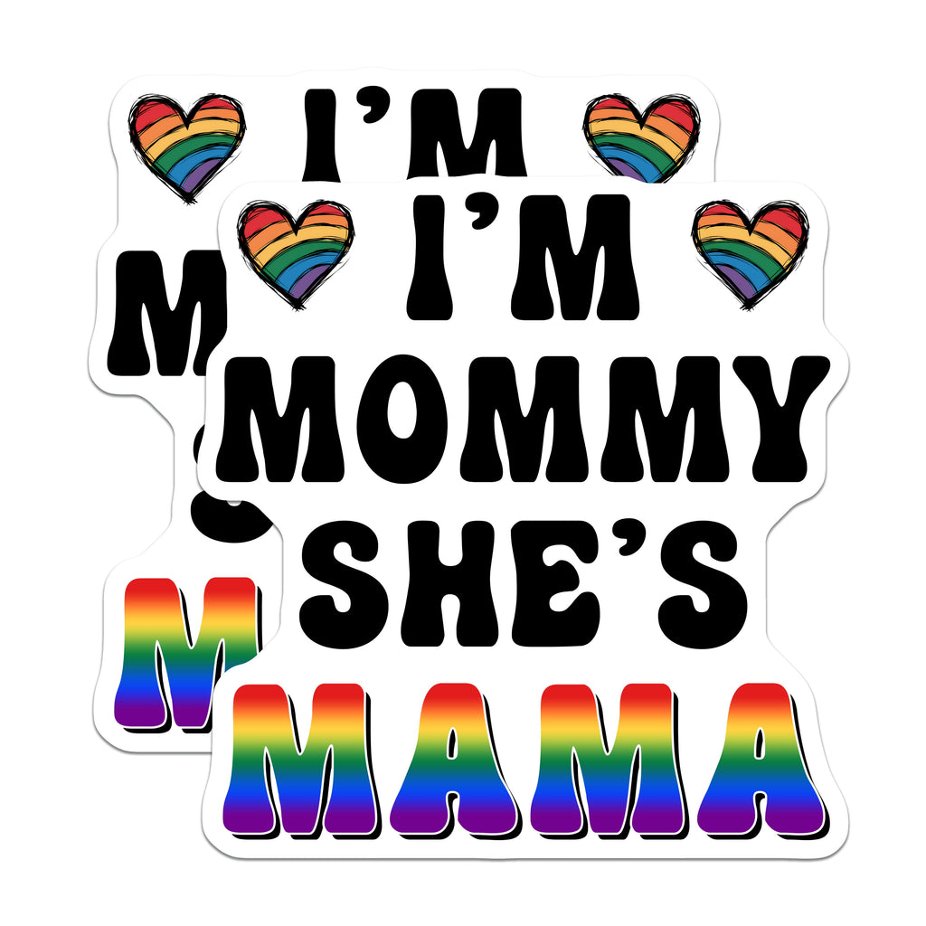 (2 Pack) Two Moms Rainbow Magnets - Lesbian Family - Pride Motherhood Fridge Decor - 5 Inches On Longest Side - Thick Durable Magnet - Made in USA - MAG39712