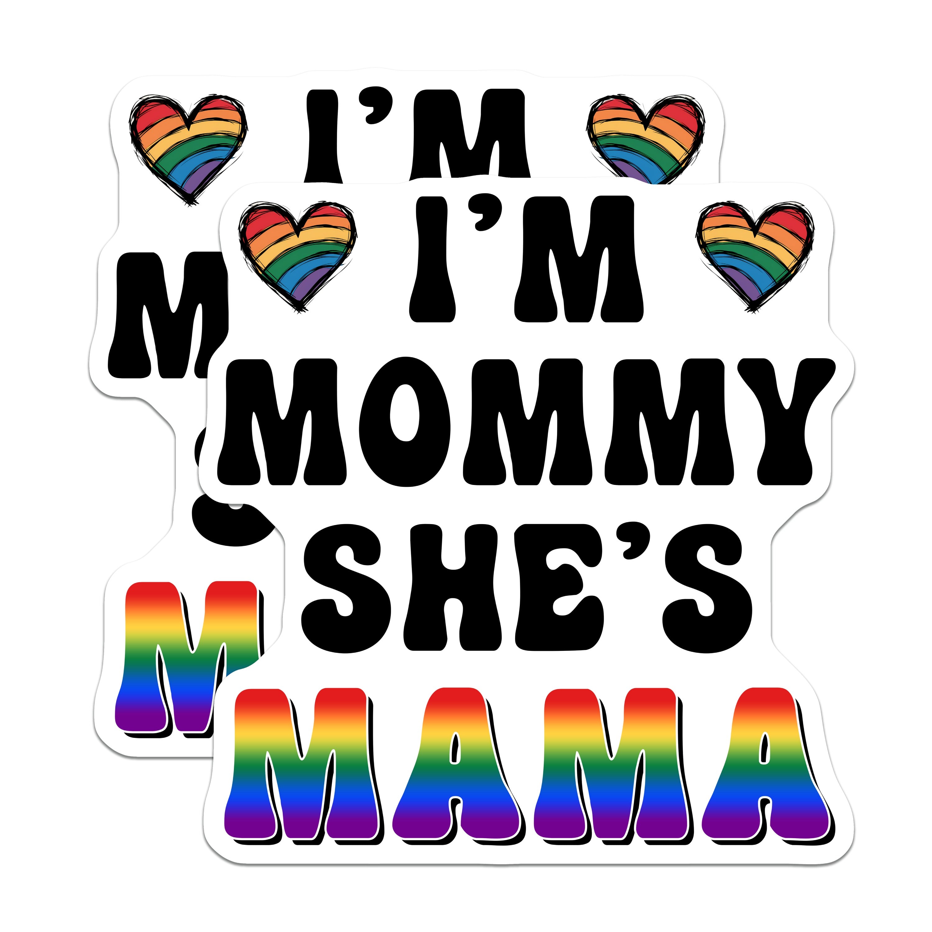 (2 Pack) Two Moms Rainbow Magnets - Lesbian Family - Pride Motherhood Fridge Decor - 5 Inches On Longest Side - Thick Durable Magnet - Made in USA - MAG39712