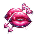 (2 Pack) Lip Stickers - Heart Lipstick Stickers - Romantic Lip Art Stickers - 5" On Longest Side - Sticks to Any Smooth Flat Surface - Made in USA - BMCS3388