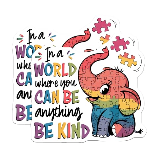 (2 Pack) Inspirational Quote Magnet - Puzzle Piece Elephant Decor - 5" On Longest Side - Sticks to Smooth Flat Surfaces - Made in USA - MAG10049