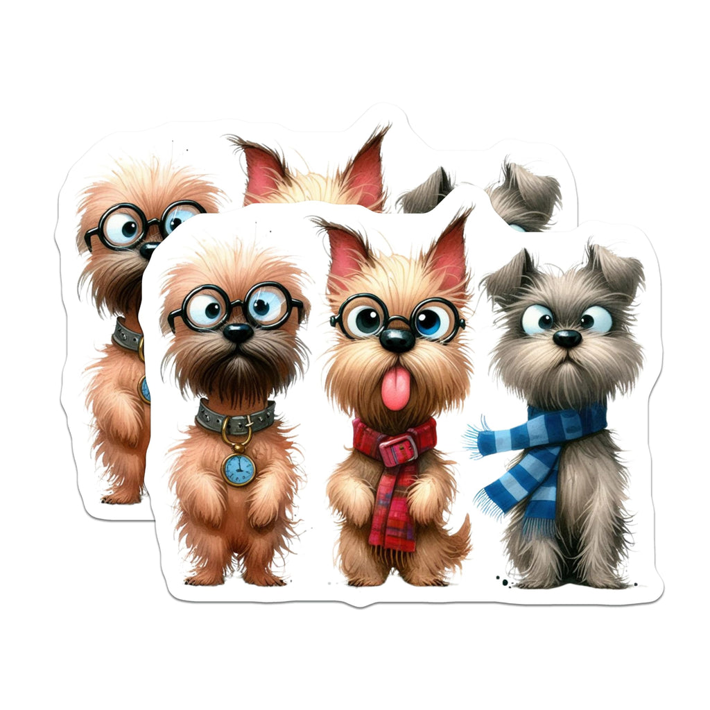 (2 Pack) Cute Dog Magnets - Nerdy Puppy Refrigerator Decor - Cartoon Pet Locker Accessory - Animal Lover Display - 5 Inches On Longest Side - Thick Durable Magnet - Made in USA - MAG26632
