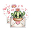 (2 Pack) Kawaii Cactus Magnets - Cute Succulent Decor - Valentine Refrigerator Locker Art - 5 Inches On Longest Side - Thick Durable Magnet - Made in USA - MAG36042