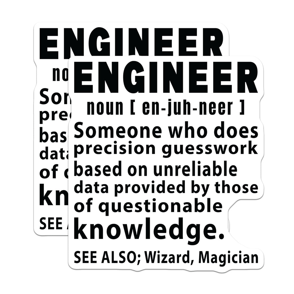 (2 Pack) Engineer Definition Magnets - Funny Engineering Humor - Sarcastic STEM Professional Decor - 5 Inches On Longest Side - Thick Durable Magnet - Made in USA - MAG20922