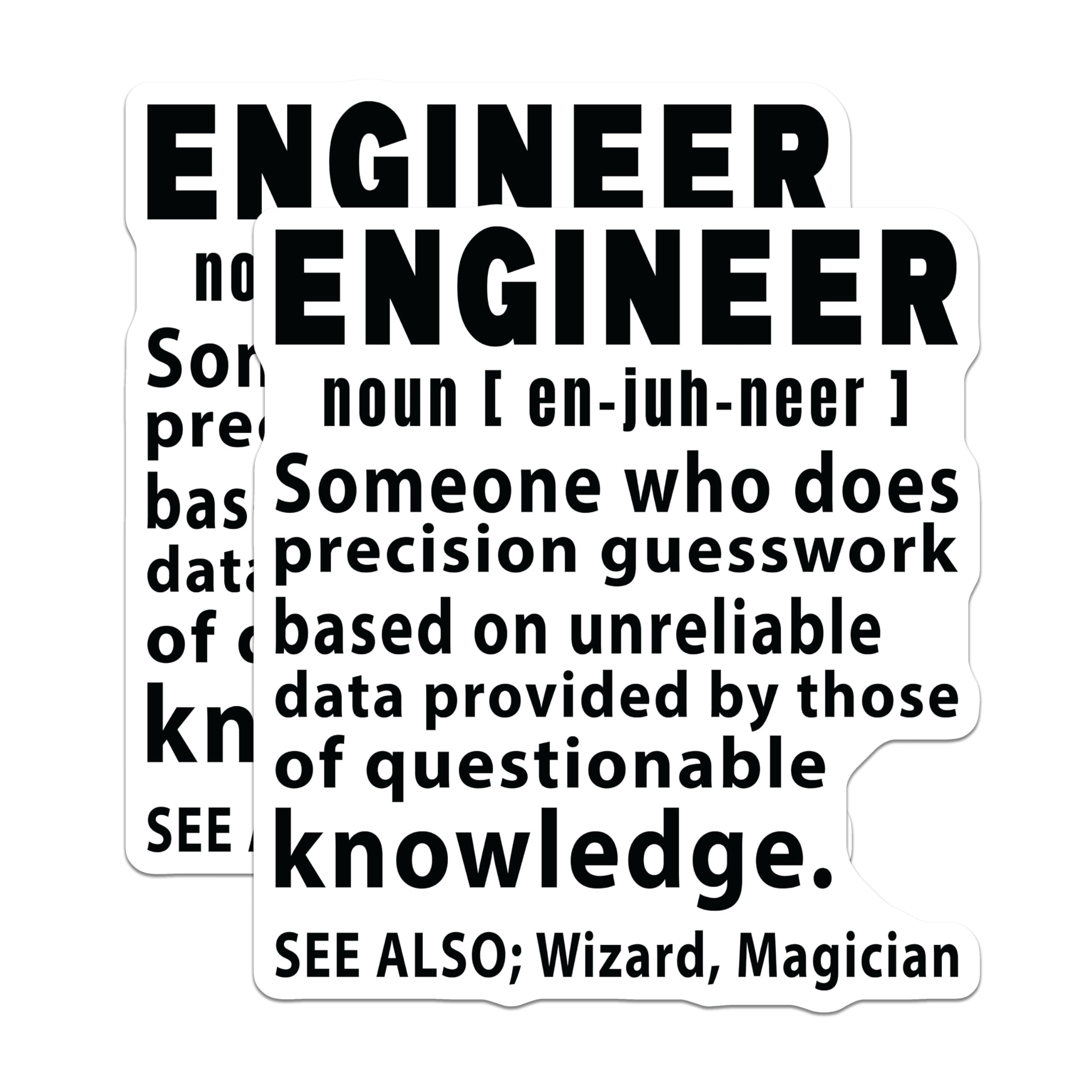 (2 Pack) Engineer Definition Magnets - Funny Engineering Humor - Sarcastic STEM Professional Decor - 5 Inches On Longest Side - Thick Durable Magnet - Made in USA - MAG20922