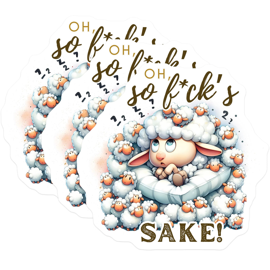 (3 Pack) Funny Sheep Decals - Oh F Sakes - Laptop Decals - 3 Inches On Longest Side - Easy Peel & Apply - Made in USA - 3MCS4637