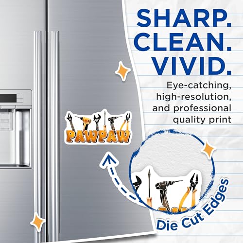(2 Pack) Pawpaw Fixer Upper Magnets - Tool Inspired Pawpaw Magnets - Hardware Theme Magnets - 5" On Longest Side - for Cars, Refrigerators, Toolboxes, Lockers - Made in USA BMCS3240