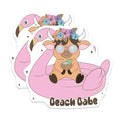 (2 Pack) Cute Animal Stickers - Beach Babe - Fun Flamingo Float Stickers for Water Bottles and Laptops - 5" On Longest Side - Sticks to Smooth Flat Surfaces - Made in USA - BMCS6878