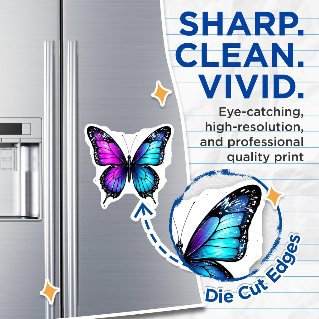 (2 Pack) Butterfly Magnets - Colorful Butterfly Art - Fridge Magnets - 5" On Longest Side - Premium Magnet - for Cars, Refrigerators, Toolboxes, Lockers - Made in USA - MAG14930