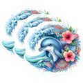 (3 Pack) Dolphin Decals - Ocean Animal Stickers - Tropical Flower Art - 3 Inches On Longest Side - Easy Peel & Apply - Made in USA - 3MCS8249