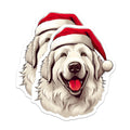 (2 Pack) Christmas Dog Magnets - Festive White Canine - Santa Hat Fridge Decor - Winter Pet Art - 5 Inches On Longest Side - Thick Durable Magnet - Made in USA - MAG30465