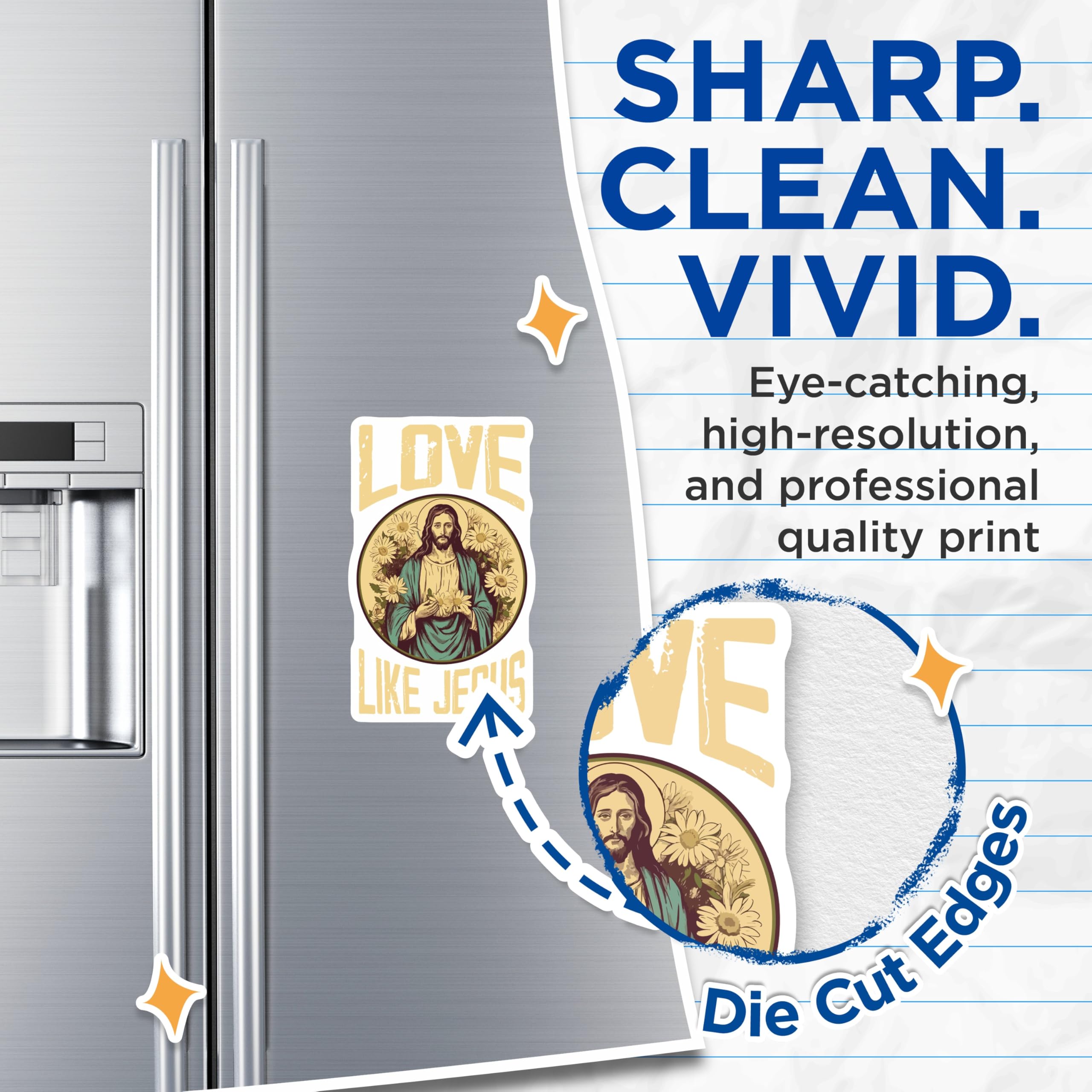 (2 Pack) Love Like Jesus Magnets - Christian Refrigerator Decor - Inspirational Faith Accent - 5 Inches On Longest Side - Thick Durable Magnet - Made in USA - MAG30203