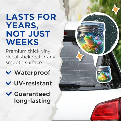 (2 Pack) Frog Stickers - Cute Frog in Jar - Nature and Wildlife Stickers - 5" On Longest Side - Sticks to Smooth Flat Surfaces - Made in USA - BMCS9385