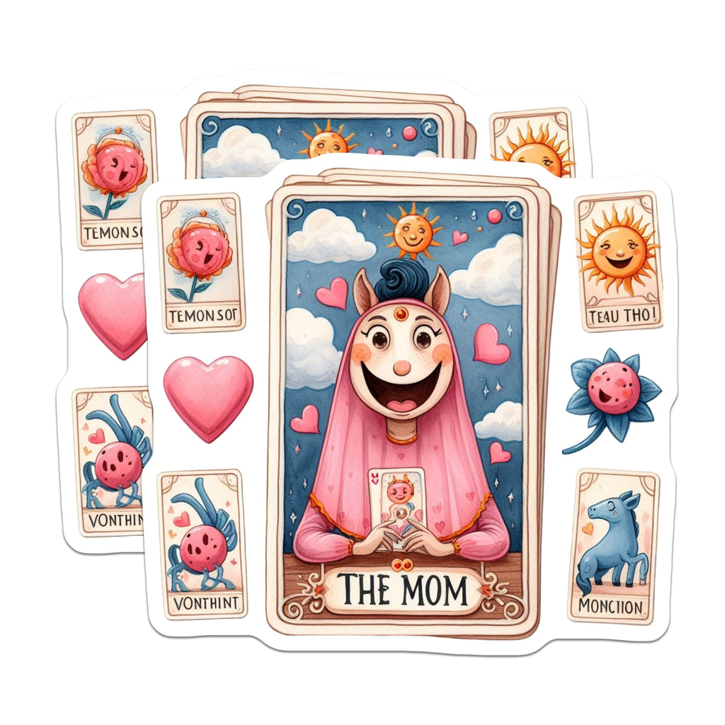 (2 Pack) The Mom Tarot Card Magnets - Whimsical Motherhood Art - Cute Fridge Locker Decoration - 5 Inches On Longest Side - Thick Durable Magnet - Made in USA - MAG21667