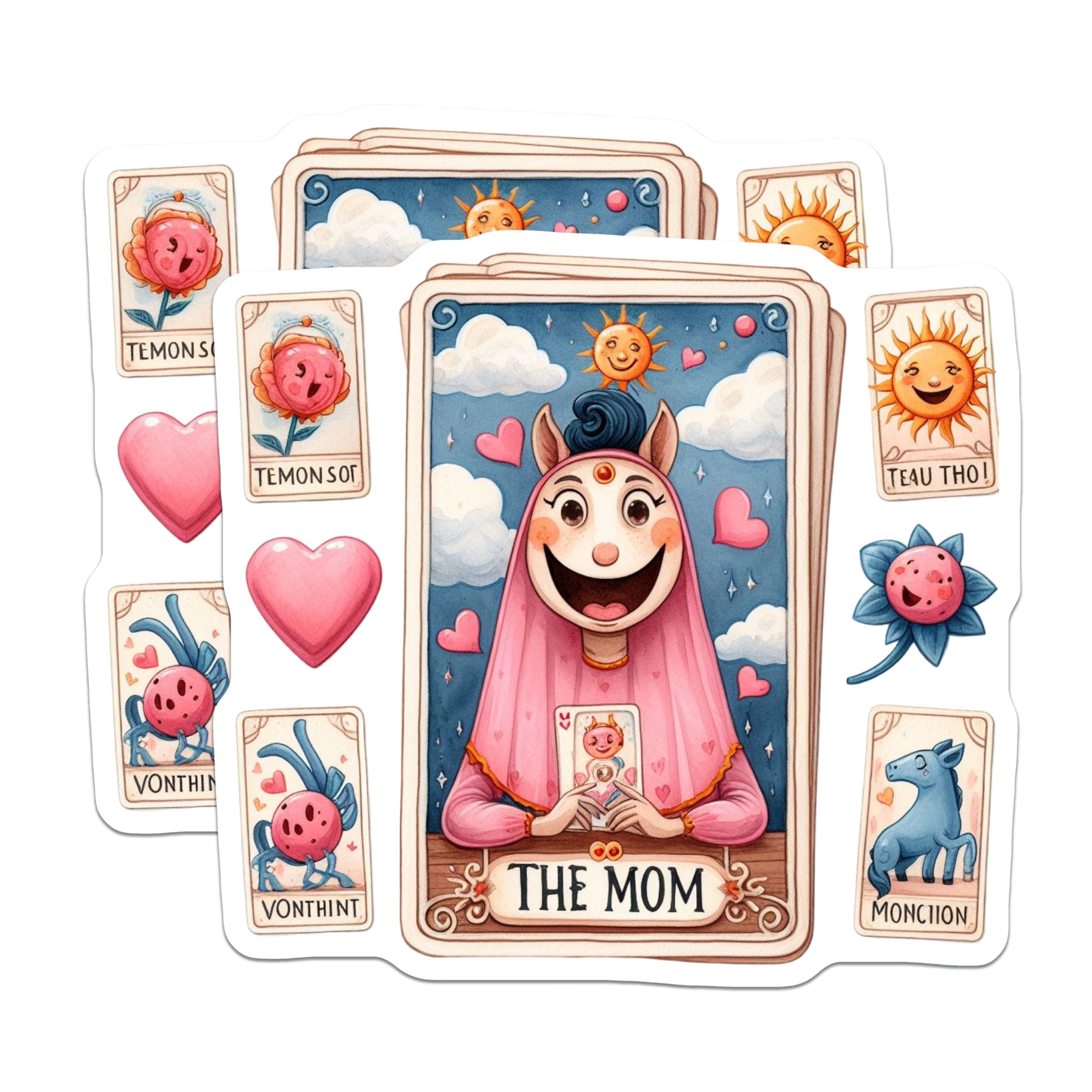 (2 Pack) The Mom Tarot Card Magnets - Whimsical Motherhood Art - Cute Fridge Locker Decoration - 5 Inches On Longest Side - Thick Durable Magnet - Made in USA - MAG21667