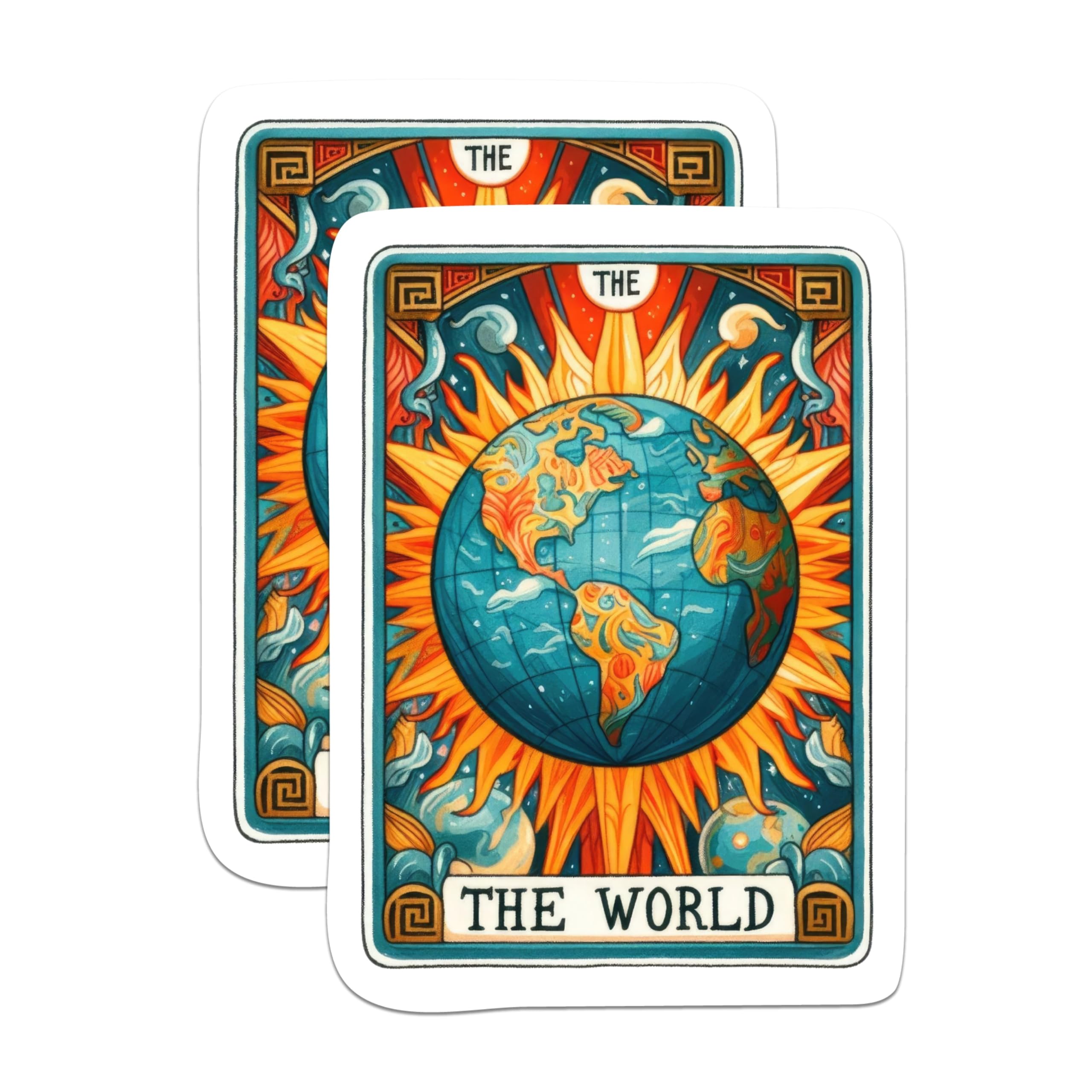 (2 Packs) The World Tarot Card Magnets - Spiritual Mystic Metaphysical Earth Magnets - 5 Inches On Longest Side - Premium Magnet - for Fridges, Toolboxes, Cars - Made in USA - MAG2254