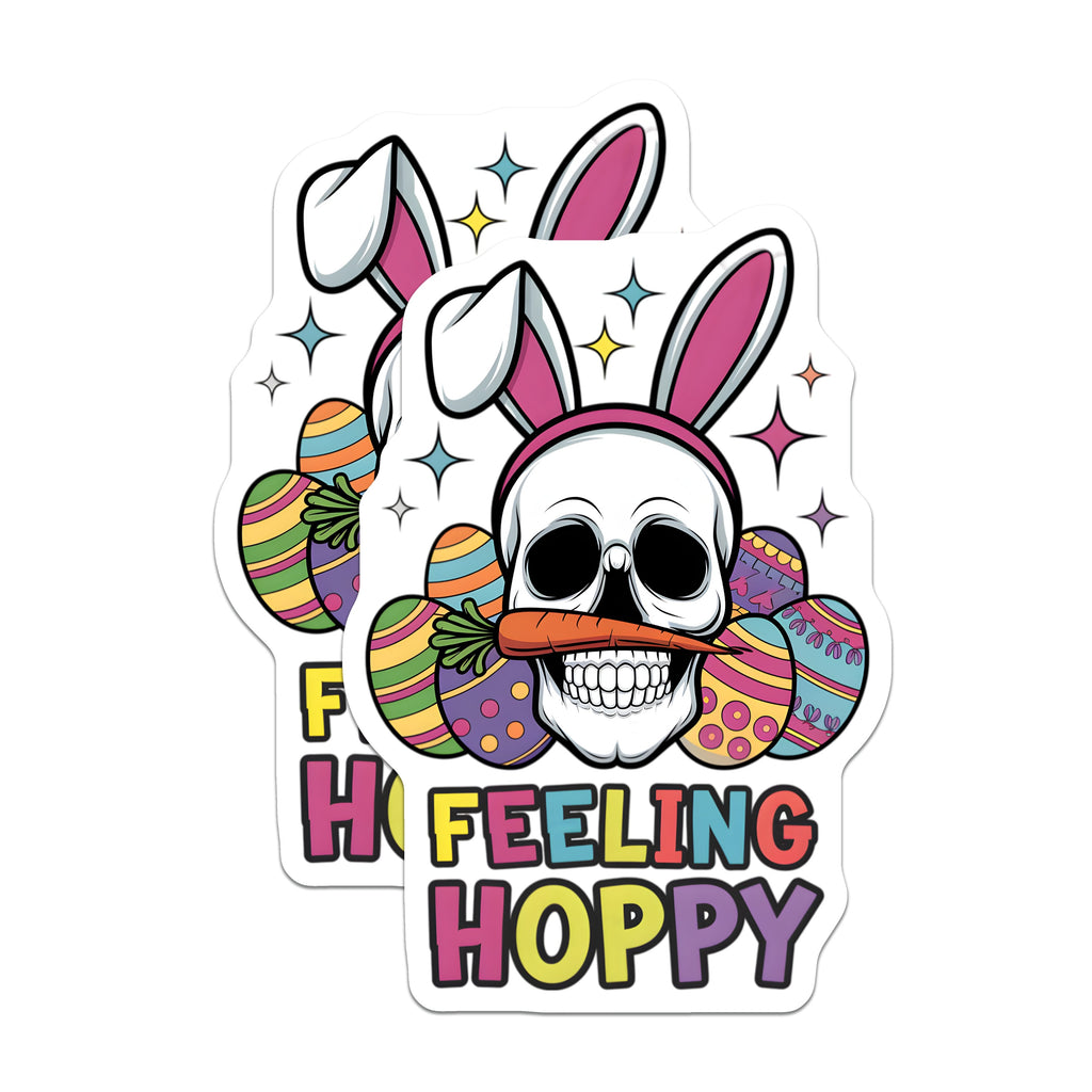 (2 Pack) Goth Easter Bunny Skull Magnets - Alternative Spring Decor - Feeling Hoppy Quirky Fridge Accent - 5 Inches On Longest Side - Thick Durable Magnet - Made in USA - MAG38915