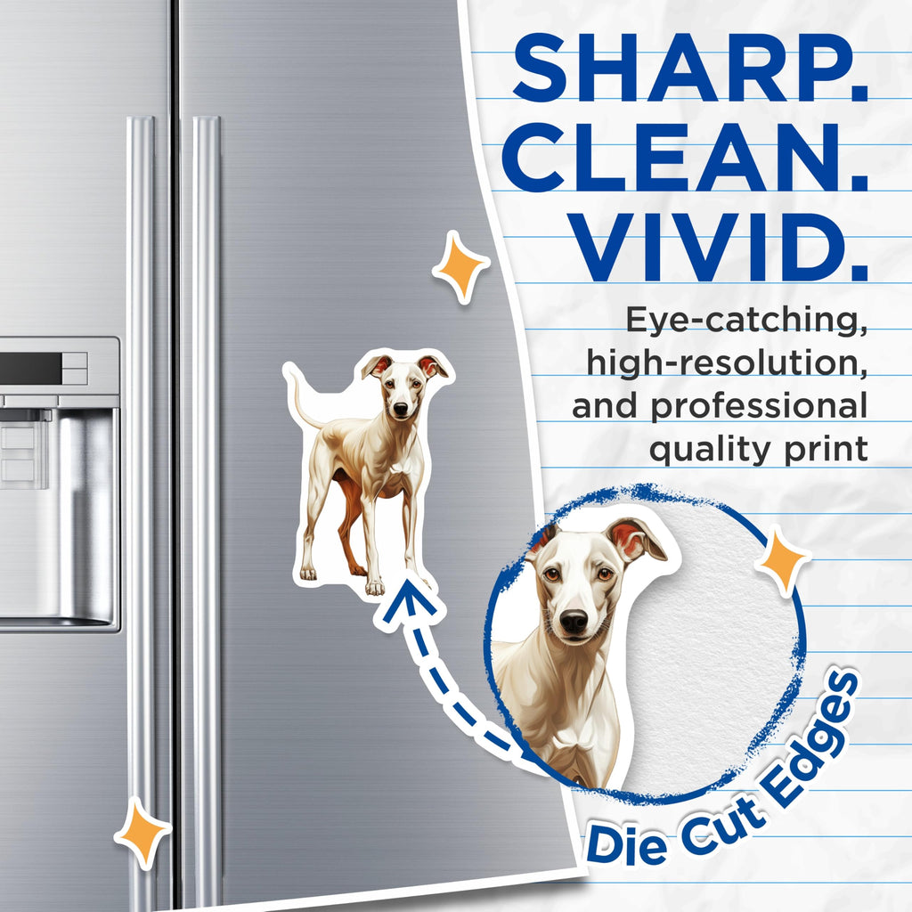 (2 Pack) Italian Greyhound Magnets - Whippet Dog Art - Sighthound Pet Decor - Animal Lover Fridge Accent - 5 Inches On Longest Side - Thick Durable Magnet - Made in USA - MAG27322