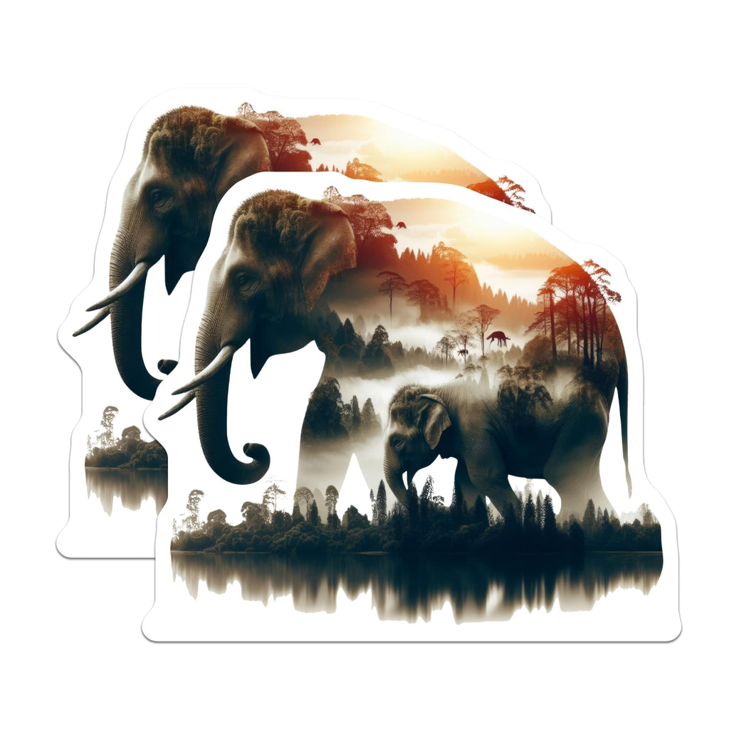 (2 Pack) Elephant Forest Magnets - Animal Art - Wildlife Refrigerator Magnets - 5" On Longest Side - Premium Magnet - for Cars, Refrigerators, Toolboxes, Lockers - Made in USA - MAG14830