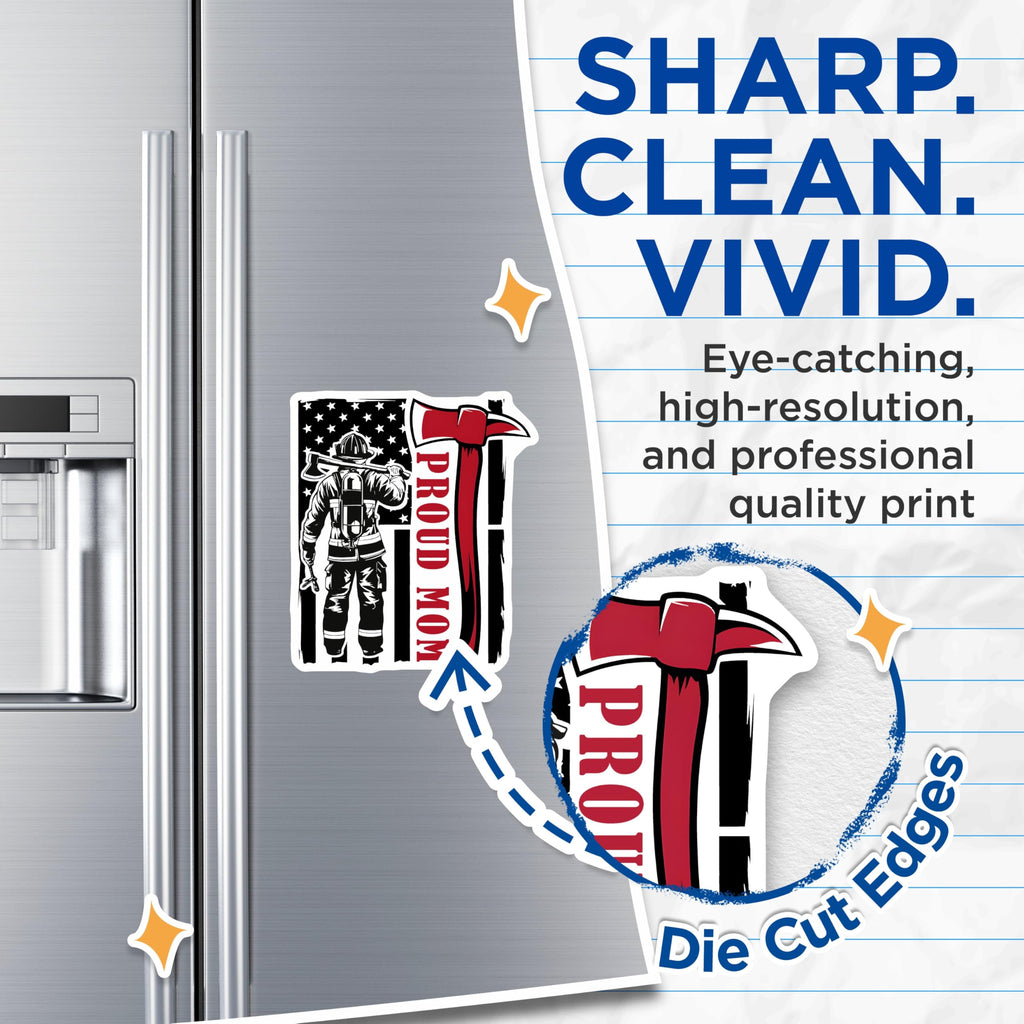 (2 Pack) Proud Firefighter Mom Magnets - Firefighter Axe - Patriotic USA Fridge Magnets - 5" On Longest Side - Premium Magnet - for Cars, Refrigerators, Toolboxes, Lockers - Made in USA - MAG18336