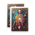 (2 Pack) Stained Glass Skeleton Magnets - Cosmic Celestial Art - Mystical Human Anatomy Decor - 5 Inches On Longest Side - Thick Durable Magnet - Made in USA - MAG23133