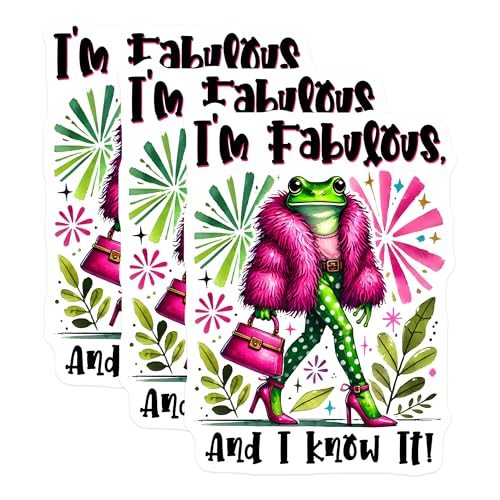 (3 Pack) Fabulous Frog Decals - Funny Animal Decal - Fashionable Frog Laptop Decal - 3 Inches On Longest Side - Easy Peel & Apply - Made in USA - 3MCS6366