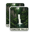 (2 Pack) Toketee Falls Magnets - Oregon Waterfall Art - Pacific Northwest Landscape - Forest Scene Decor - 5 Inches On Longest Side - Thick Durable Magnet - Made in USA - MAG20146