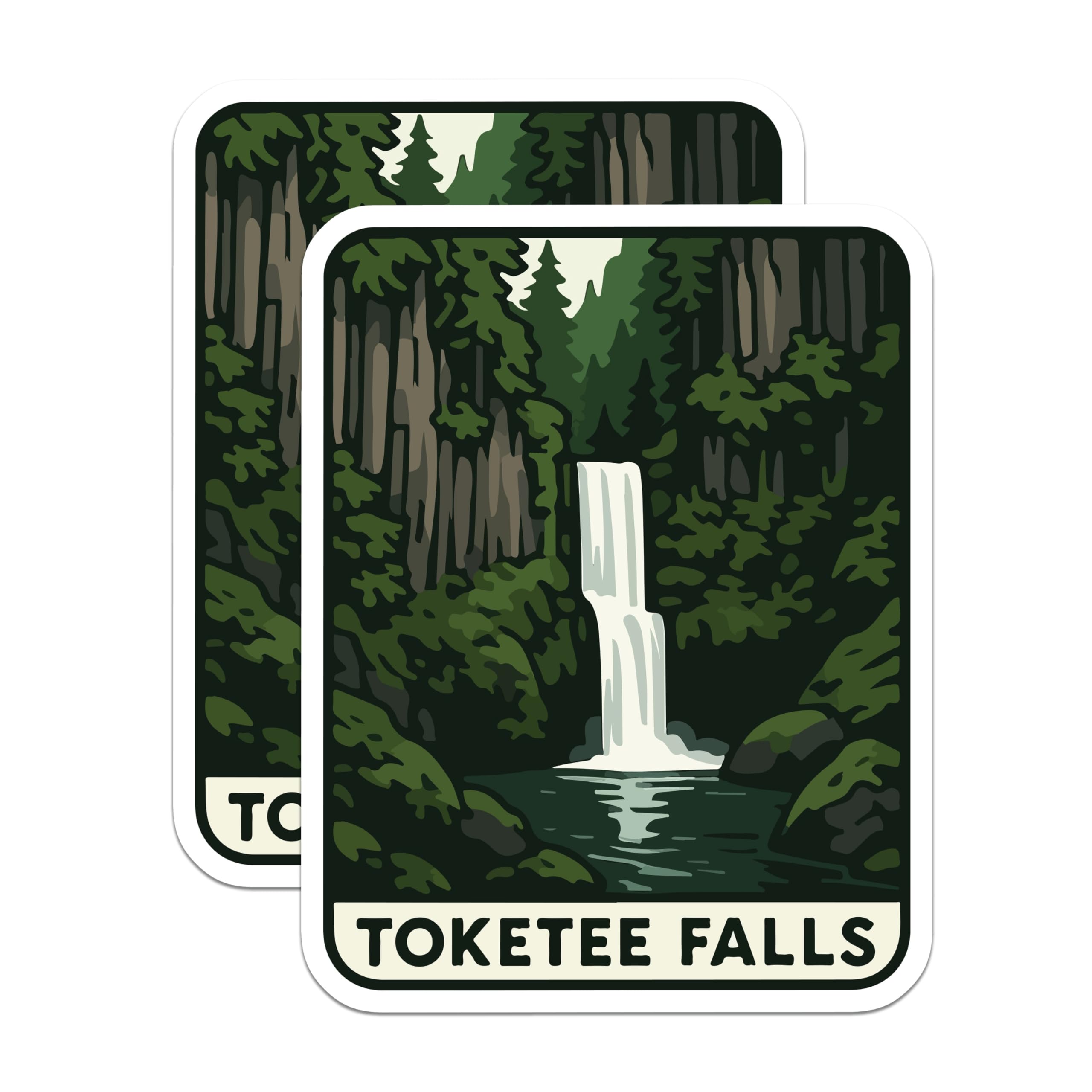 (2 Pack) Toketee Falls Magnets - Oregon Waterfall Art - Pacific Northwest Landscape - Forest Scene Decor - 5 Inches On Longest Side - Thick Durable Magnet - Made in USA - MAG20146