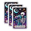 (3 Pack) Photographer Skeleton Decals - Moon and Stars - Camera Laptop Decals - 3 Inches On Longest Side - Easy Peel & Apply - Made in USA - 3MCS4244