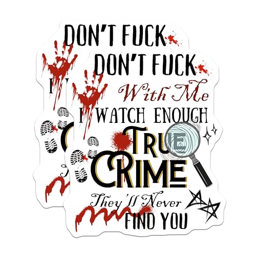 (2 Pack) True Crime Watcher Stickers - True Crime Enthusiast - Funny True Crime Quote ''' ''' - 5" On Longest Side - Sticks to Smooth Flat Surfaces - Made in USA - BMCS5838
