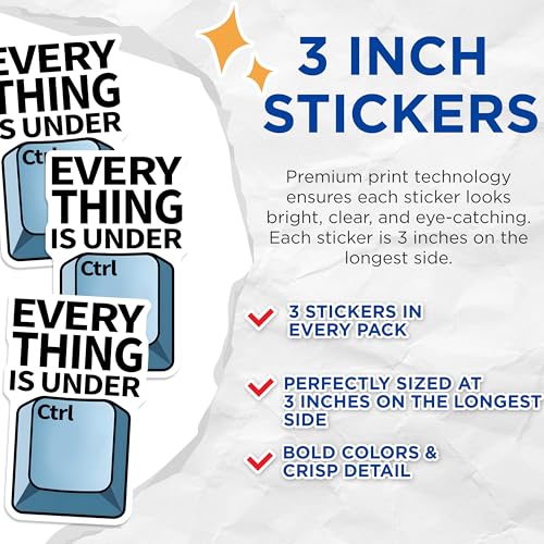 (3 Pack) Ctrl Button Decals - Everything is Under Control - Keyboard Decal - 3 Inches On Longest Side - Easy Peel & Apply - Made in USA - 3MCS6183