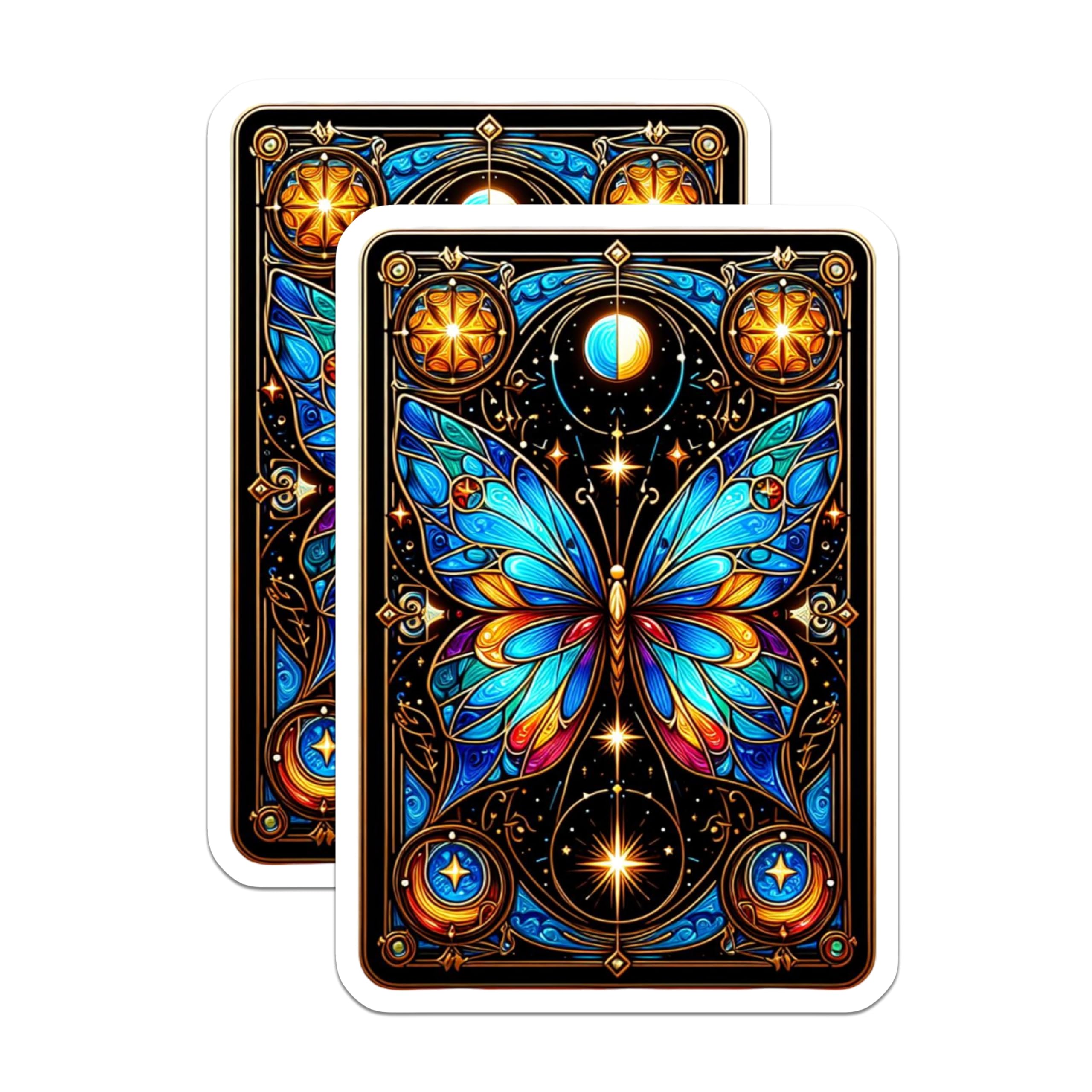 (2 Pack) Stained Glass Butterfly Magnets - Celestial Insect Art - Mystical Home Decor Accent - 5 Inches On Longest Side - Thick Durable Magnet - Made in USA - MAG22736