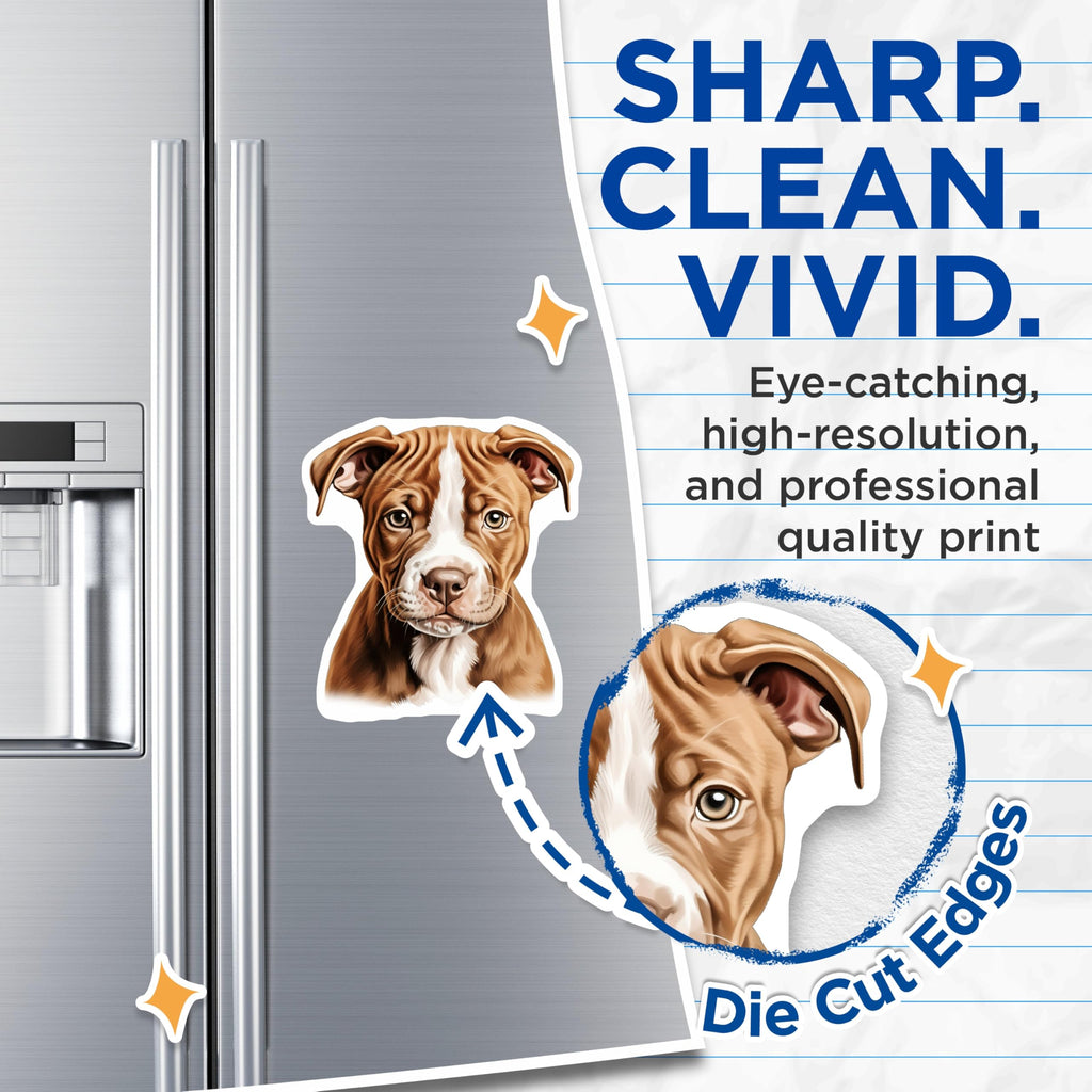 (2 Pack) Pitbull Puppy Magnets - Fawn Pitbull Lover - Cute Dog Fridge Magnets - Pet Parent Decor - Animal Lover Collectible - 5 Inches On Longest Side - Thick Durable Magnet - Made in USA - MAG26674