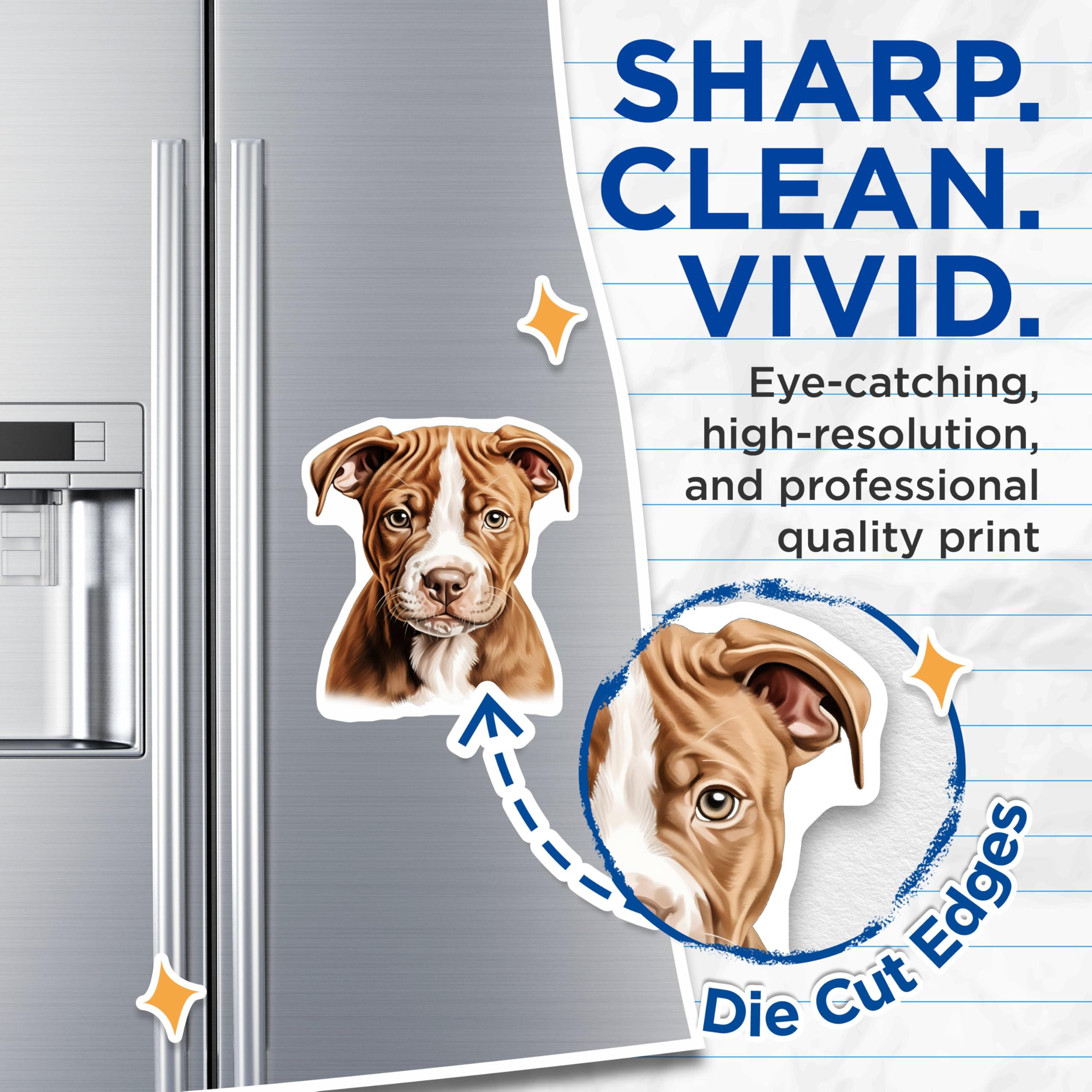 (2 Pack) Pitbull Puppy Magnets - Fawn Pitbull Lover - Cute Dog Fridge Magnets - Pet Parent Decor - Animal Lover Collectible - 5 Inches On Longest Side - Thick Durable Magnet - Made in USA - MAG26674