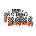(2 Pack) Badass Mamma Magnets - Edgy Mom Refrigerator Decor - Checkerboard Flames Lightning Bolt - 5 Inches On Longest Side - Thick Durable Magnet - Made in USA - MAG25574