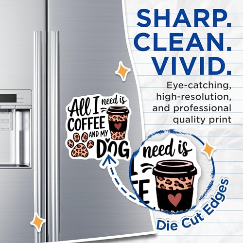 (2 Pack) All I Need is Coffee and My Dog Magnets - Funny Animal Lover Quotes - Coffee Lover Decor - 5" On Longest Side - for Cars, Fridges, Toolboxes - Made in USA - MAG7091
