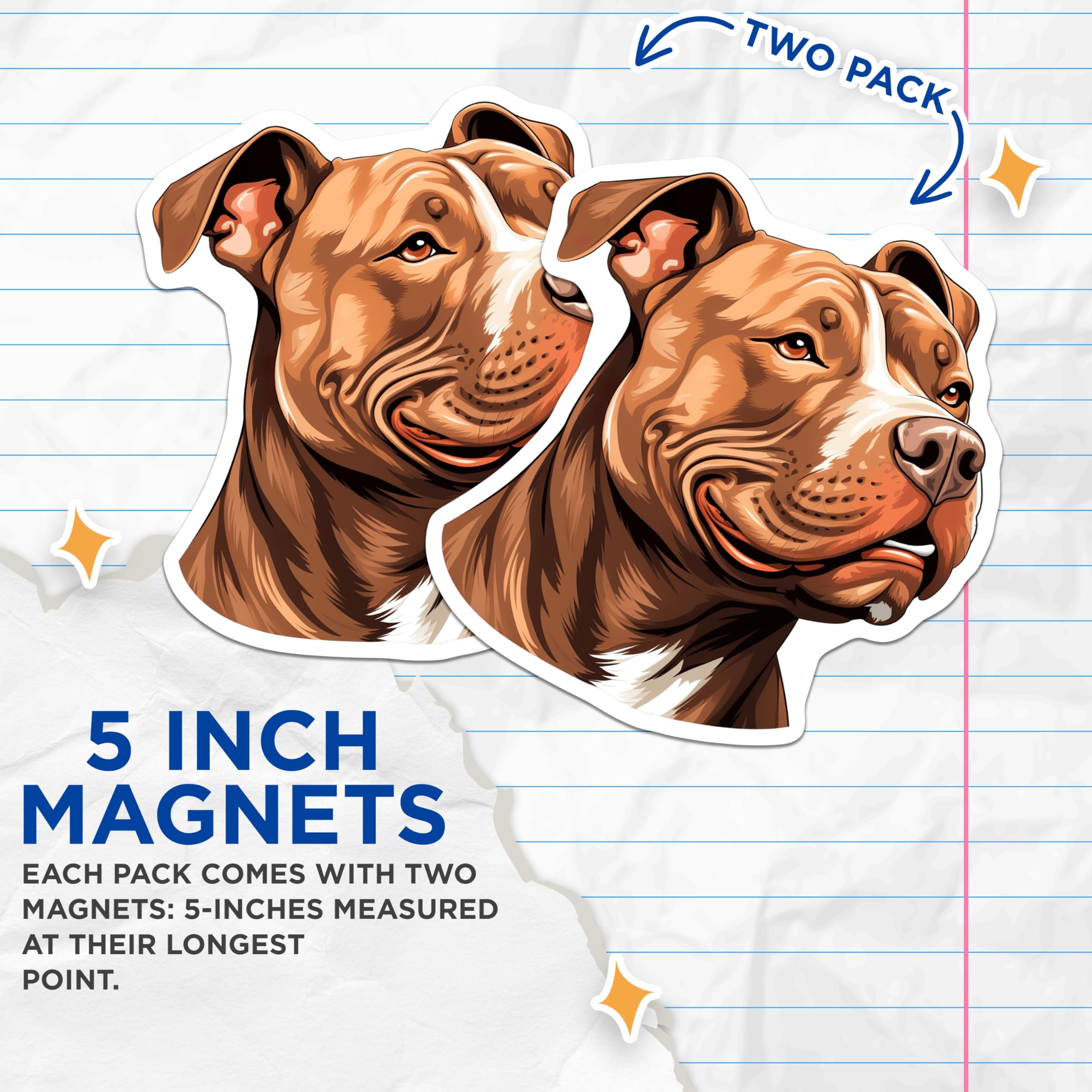(2 Pack) Pitbull Dog Magnets - Pitbull Mom Dad Decor - Dog Lover Refrigerator Magnets - 5 Inches On Longest Side - Thick Durable Magnet - Made in USA - MAG29998