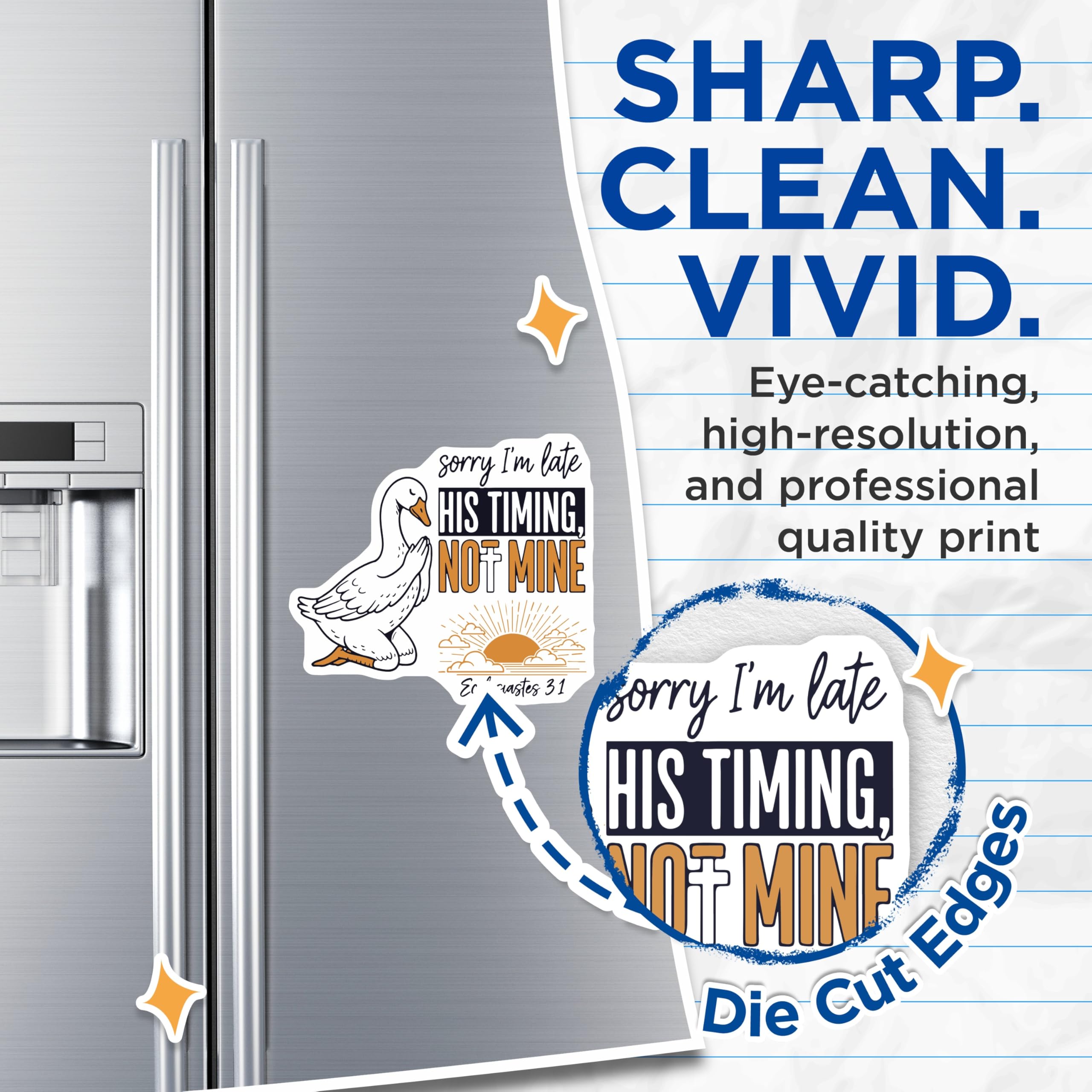 (2 Pack) Funny Goose Magnets - Sorry I'm Late - Religious Verse Magnet Set - 5" On Longest Side - Premium Magnet - for Cars, Refrigerators, Toolboxes, Lockers - Made in USA - MAG15600
