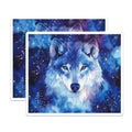 (2 Pack) Cosmic Wolf Magnets - Watercolor Animal Decor - Celestial Starry Fridge Art - 5 Inches On Longest Side - Thick Durable Magnet - Made in USA - MAG38524