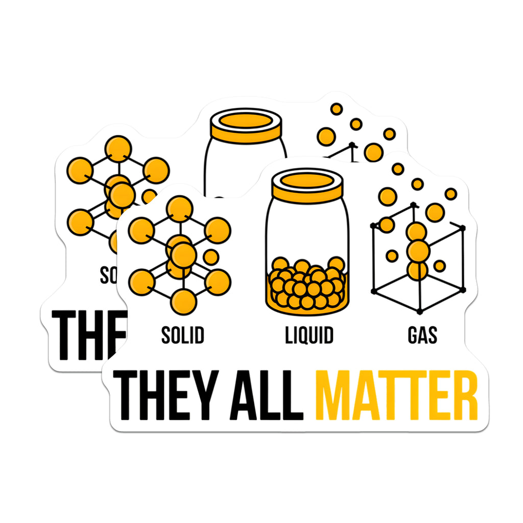 (2 Pack) States of Matter Magnets - Funny Science Pun Decor - Chemistry Physics Teacher Student STEM Humor - 5 Inches On Longest Side - Thick Durable Magnet - Made in USA - MAG36936