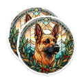 (2 Pack) German Shepherd Magnets - Stained Glass Dog Art - Pet Lover Refrigerator Decor - 5 Inches On Longest Side - Thick Durable Magnet - Made in USA - MAG28887