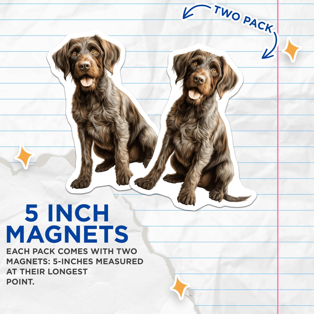 (2 Pack) Wirehaired Pointing Griffon Magnets - Hunting Dog Magnets - Canine Animal Art Decor - 5 Inches On Longest Side - Thick Durable Magnet - Made in USA - MAG24097