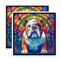 (2 Pack) Bulldog Magnets - Stained Glass Bulldog - Dog Lover Refrigerator Magnets - 5" On Longest Side - Premium Magnet - for Cars, Refrigerators, Toolboxes, Lockers - Made in USA - MAG16139