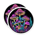 (2 Pack) Glow in The Dark Mushrooms Magnets - Psychedelic Art Magnets - Trippy Home Decor Magnets - 5" On Longest Side - for Cars, Fridges, Toolboxes - Made in USA - MAG6848