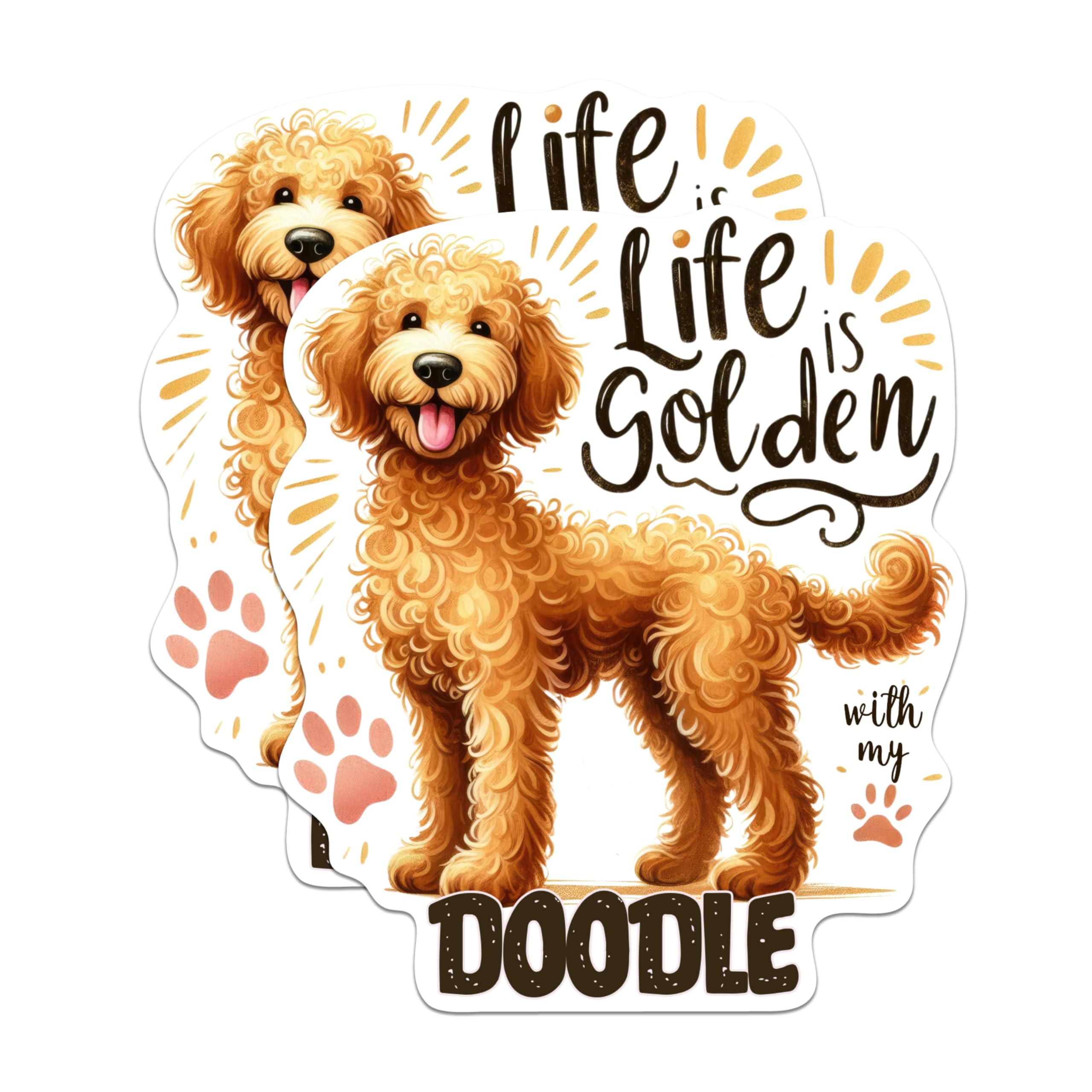 (2 Pack) Life is Golden with My Doodle Magnets - Golden Doodle Dog Breed Magnets - 5 Inches On Longest Side - Premium Magnet - for Cars, Refrigerators, Toolboxes - Made in USA - MAG2016